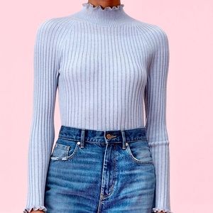 Rebecca Taylor Blue Ribbed Turtleneck